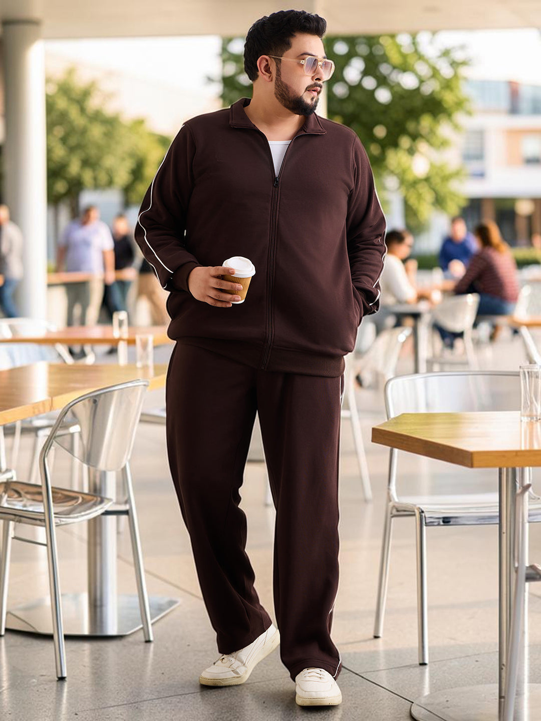 Sweat Shirt Jacket Style - 711-Coffee
