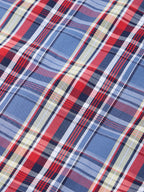 Plus Size Cotton Checks Shirt 1 Pocket Regular Fit Smart Casual Shirt, Style- Plus-1263-Red
