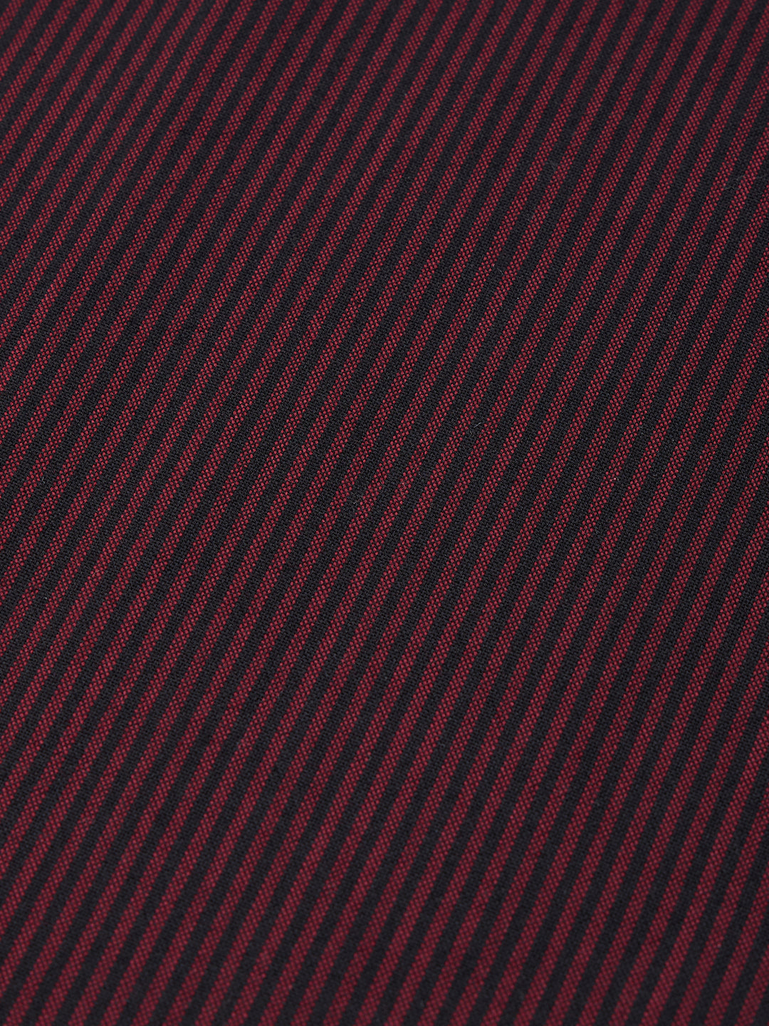 Plus Size Cotton Stripes Shirt 1 Pocket Regular Fit Smart Casual Shirt, Style-1270-Maroon