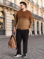 Flat Knit Full Sleeve Polo Ribbed T Shirt  - Brown - Style 135