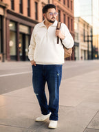 White Sweat Shirt Plus size Full Sleeve - 709-White