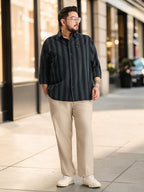 Plus Size Cotton 1 Pocket Regular Fit Smart Casual Shirt  - Dark Green - Style 1268