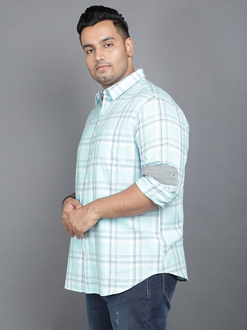 Light Blue Cotton Checkered Casual Shirt.. Style Code- NC-2k23