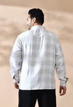 Men Cotton Light Olive Green and White Pestal Shade Checkered Classic Fit Pocket Smart Casual Shirt Style-1212-Olive
