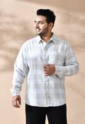 Men Cotton Light Olive Green and White Pestal Shade Checkered Classic Fit Pocket Smart Casual Shirt Style-1212-Olive