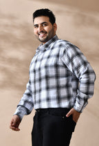 Men Black and White Checkered Classic Fit 1 Pocket Smart Casual Shirt