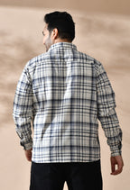 Men Cotton Grey and Black Pestal Shade Checkered Classic Fit Pocket Smart Casual Shirt