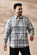 Men Cotton Grey and Black Pestal Shade Checkered Classic Fit Pocket Smart Casual Shirt