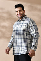 Men Cotton Grey and Black Pestal Shade Checkered Classic Fit Pocket Smart Casual Shirt