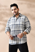 Men Cotton Grey and Black Pestal Shade Checkered Classic Fit Pocket Smart Casual Shirt