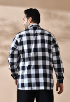 Men Black and White Checkered Classic Fit 1 Pocket Smart Casual Shirt