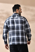 Men Cotton Black and White Dark Shade Checkered Classic Fit Pocket Smart Casual Shirt