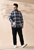 Men Cotton Black and White Dark Shade Checkered Classic Fit Pocket Smart Casual Shirt