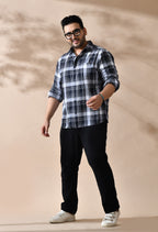 Men Cotton Black and White Dark Shade Checkered Classic Fit Pocket Smart Casual Shirt