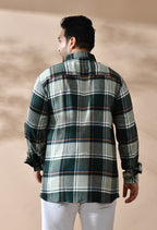 Men Brushed Flannel Olive, Yellow and White Checkered Classic Fit Pocket Smart Casual Shirt Style- 1211