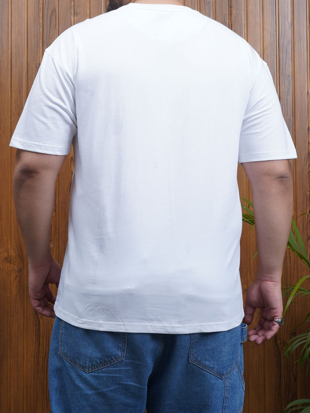 Crew Neck Half sleeve T Shirt - NC-Plus-101-White