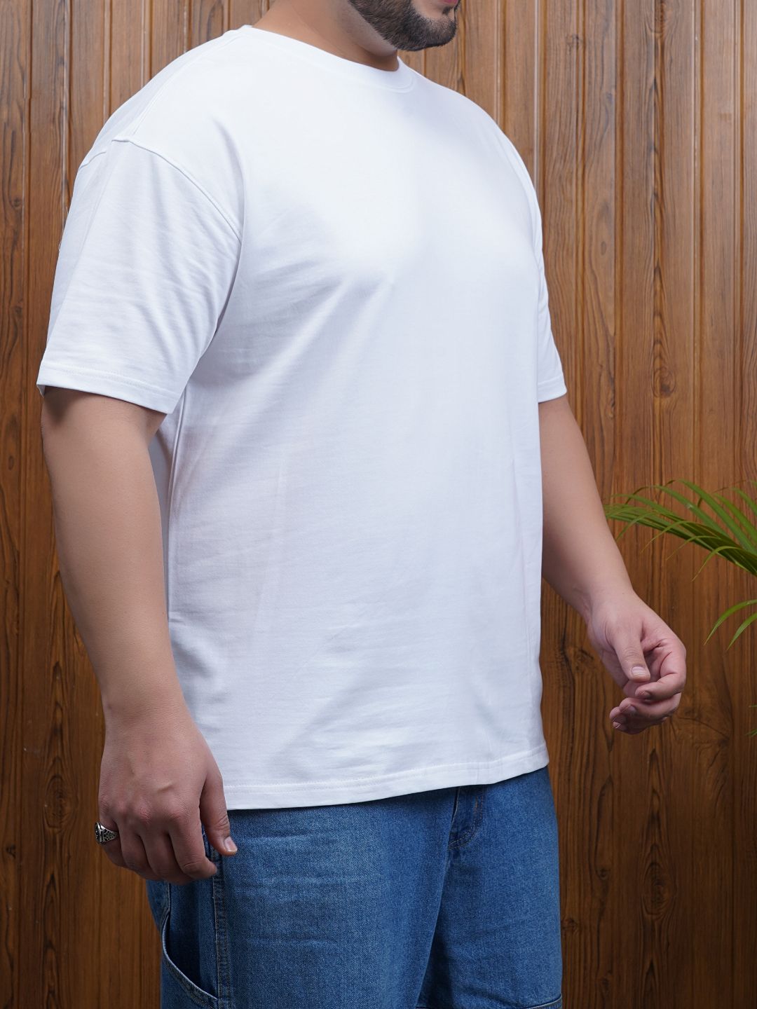 Crew Neck Half sleeve T Shirt - NC-Plus-101-White