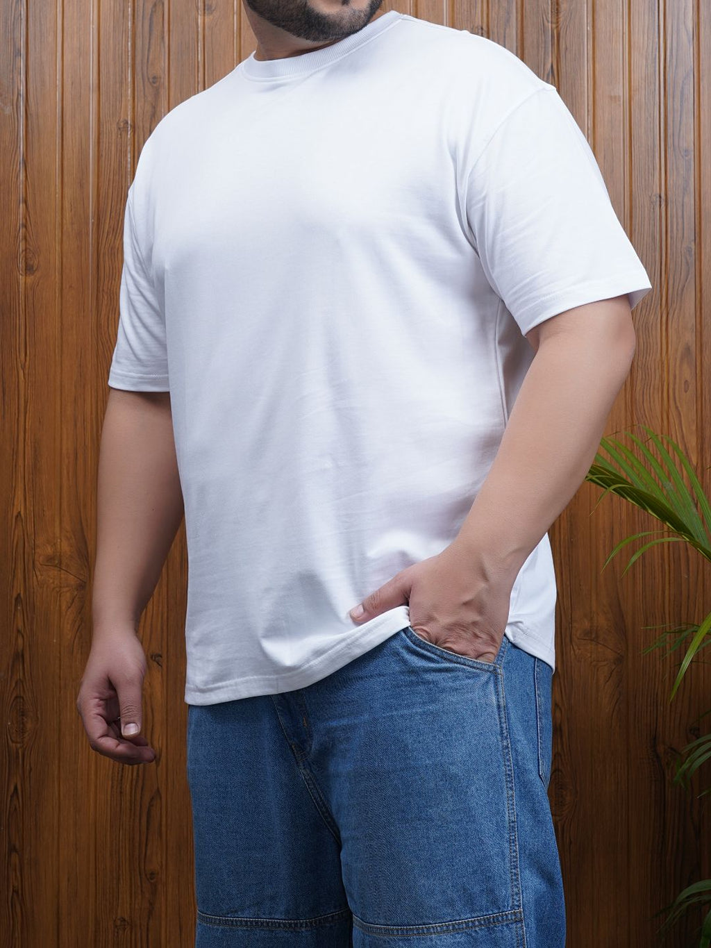 Crew Neck Half sleeve T Shirt - NC-Plus-101-White