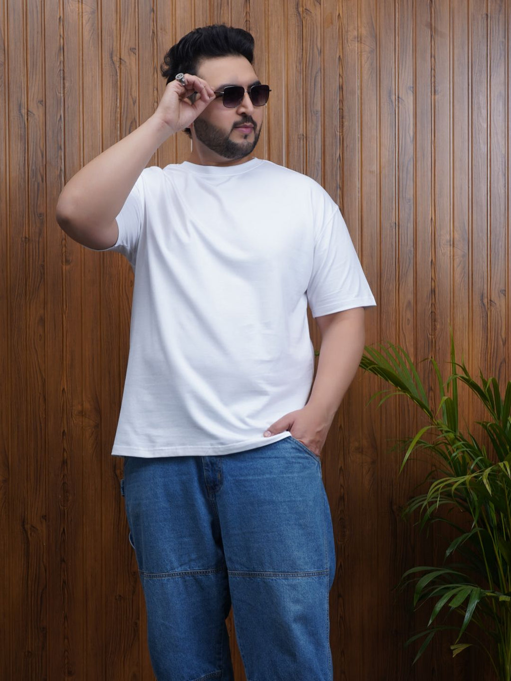 Crew Neck Half sleeve T Shirt - NC-Plus-101-White