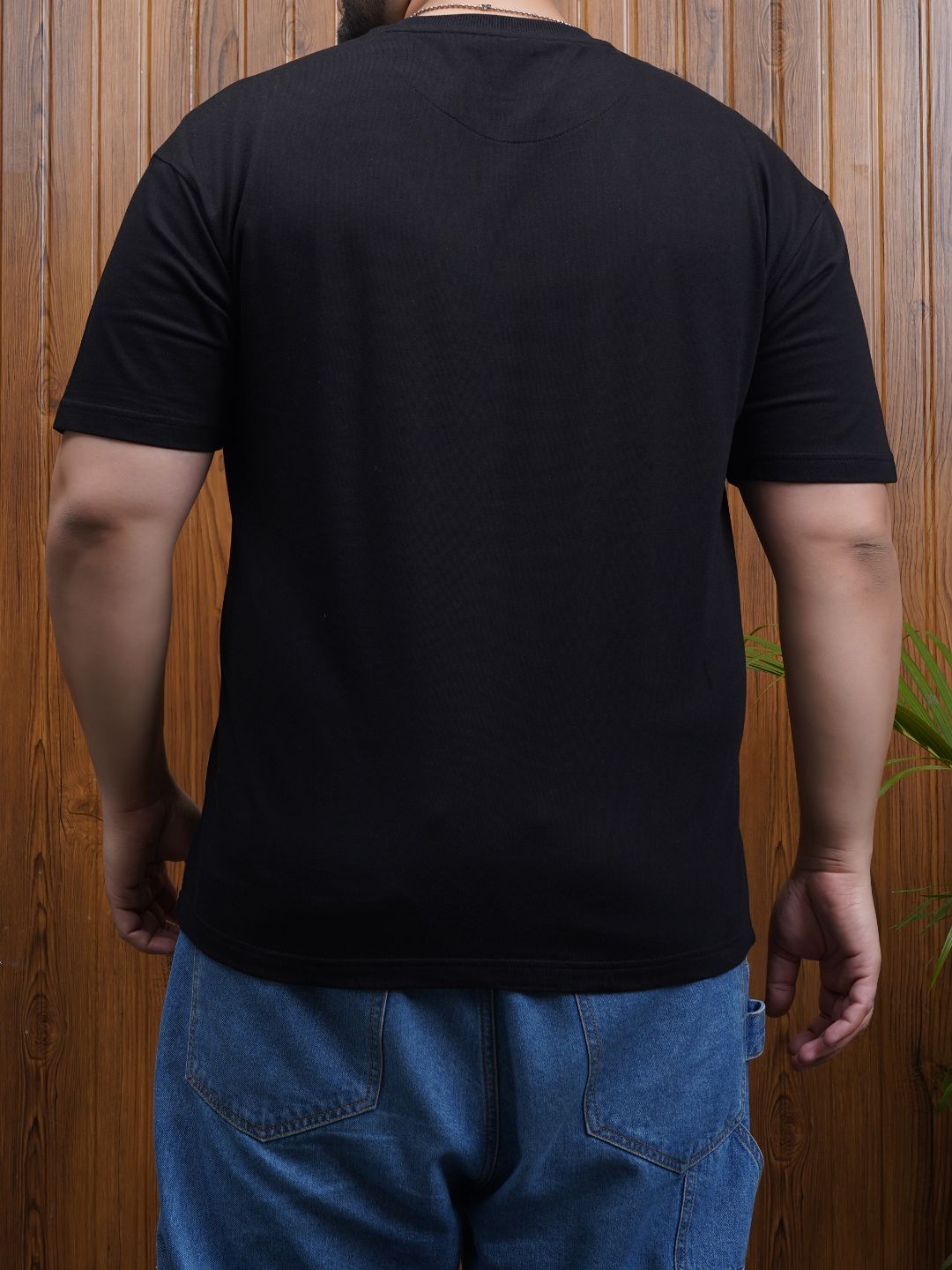 Crew Neck Half sleeve T Shirt - NC-Plus-101-Black