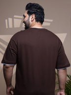 Crew Neck Half sleeve T Shirt - NC-Plus-101-Coffee