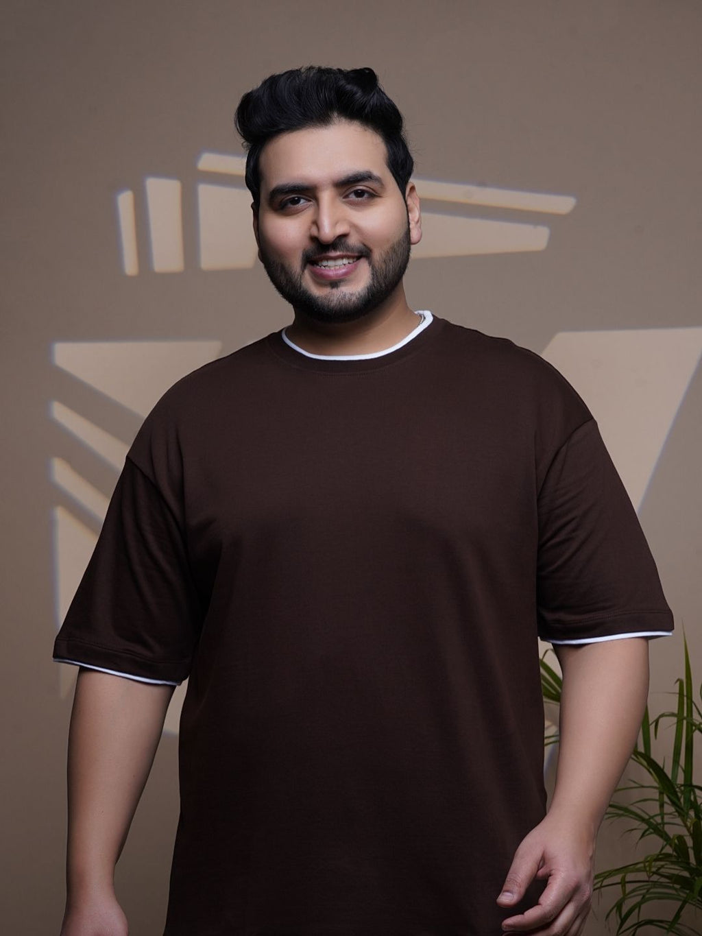 Crew Neck Half sleeve T Shirt - NC-Plus-101-Coffee