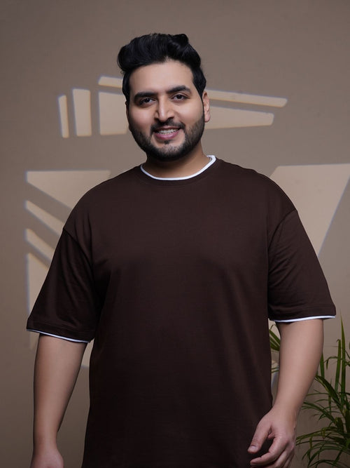 Crew Neck Half sleeve T Shirt - NC-Plus-101-Coffee
