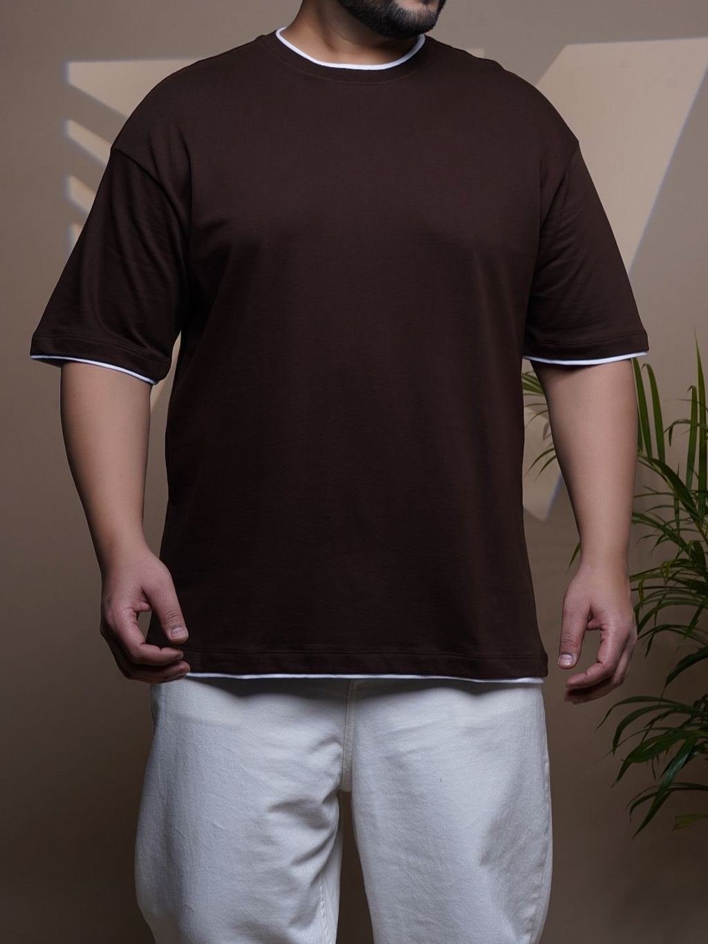 Crew Neck Half sleeve T Shirt - NC-Plus-101-Coffee