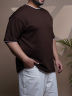 Crew Neck Half sleeve T Shirt - NC-Plus-101-Coffee