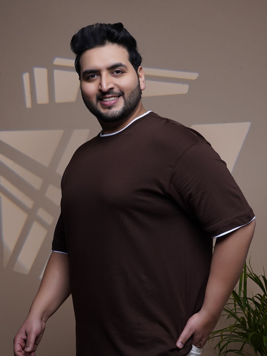 Crew Neck Half sleeve T Shirt - NC-Plus-101-Coffee