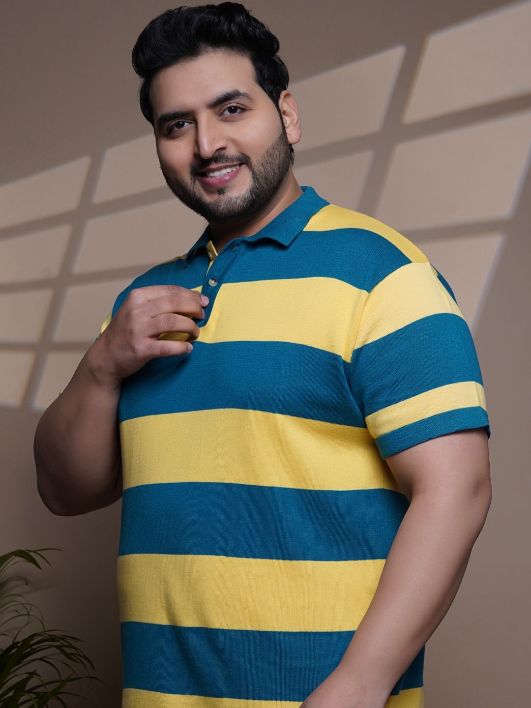 Flat Knit Half sleeve Polo Ribbed T Shirt - 128-Yellow