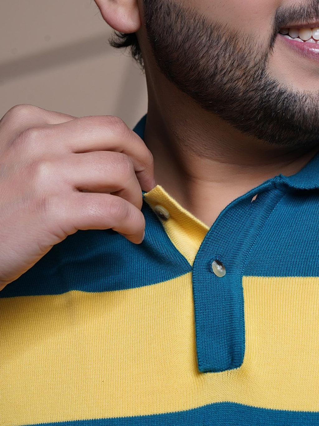 Flat Knit Half sleeve Polo Ribbed T Shirt - 128-Yellow