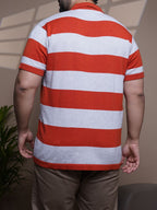 Flat Knit Half sleeve Polo Ribbed T Shirt - 128-Orange