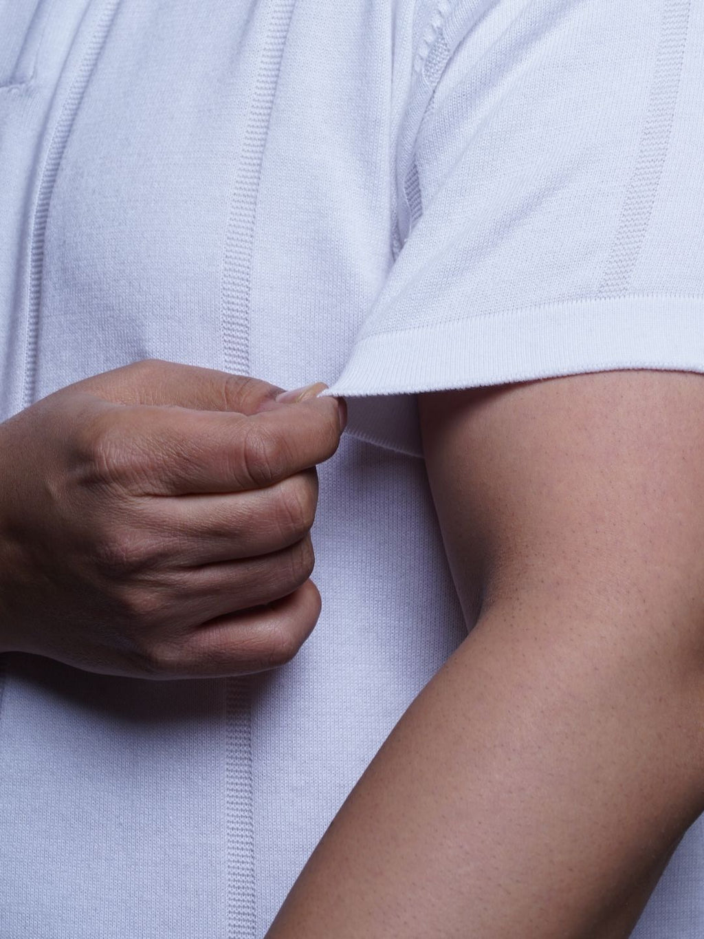 Flat Knit Half sleeve Polo Ribbed T Shirt - 127-White