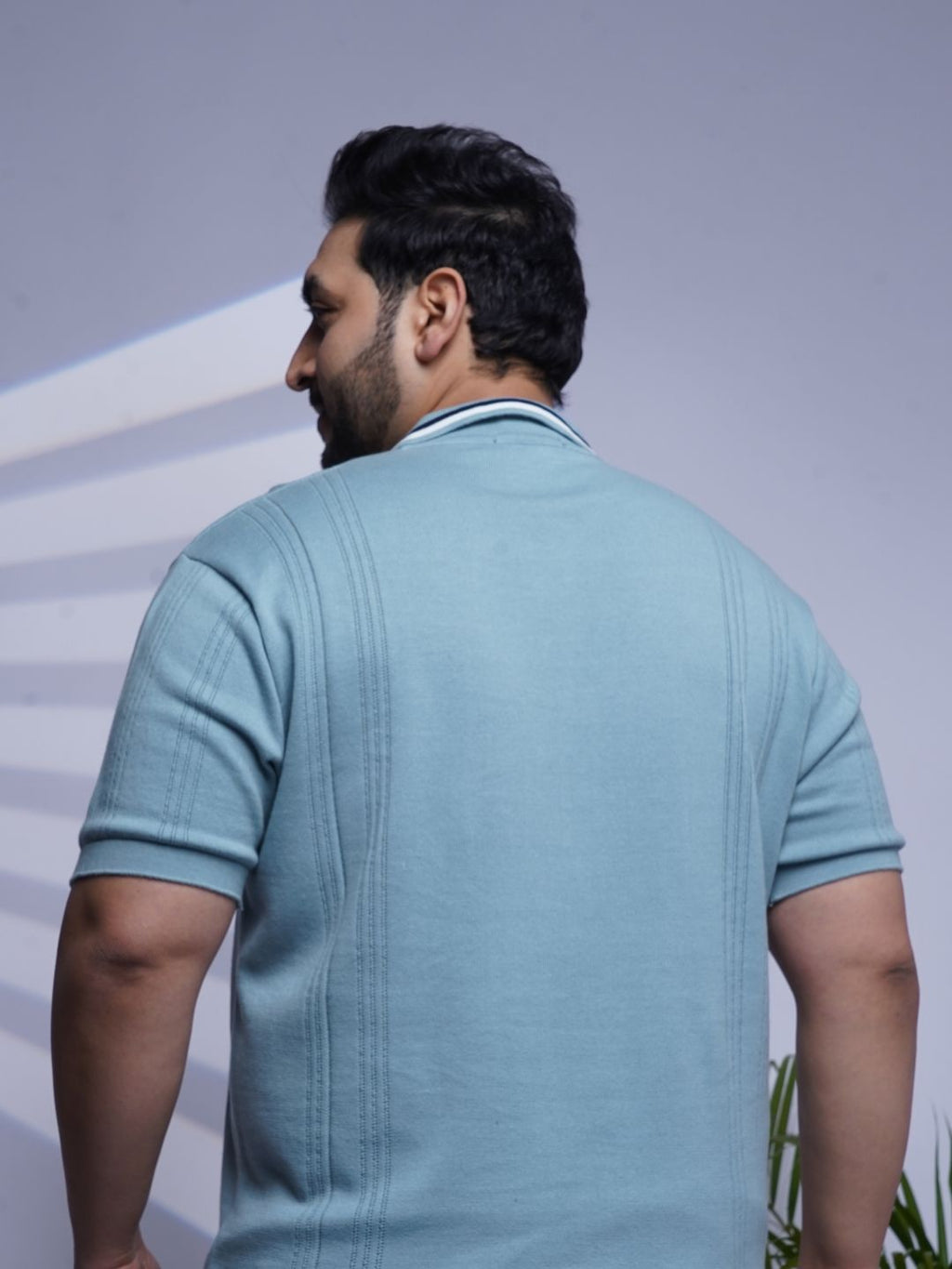 Flat Knit Half sleeve Polo Ribbed T Shirt - 127-Mint