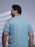 Flat Knit Half sleeve Polo Ribbed T Shirt - 127-Mint