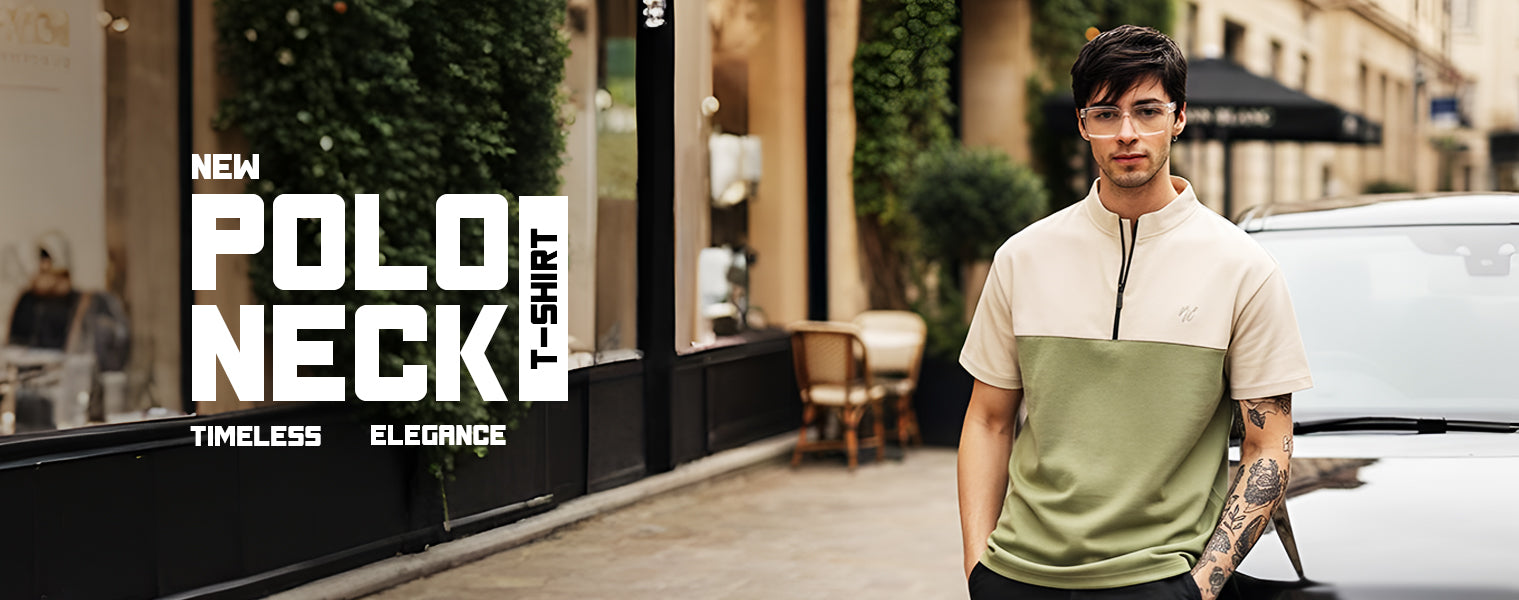  green and beige polo neck tshirt 