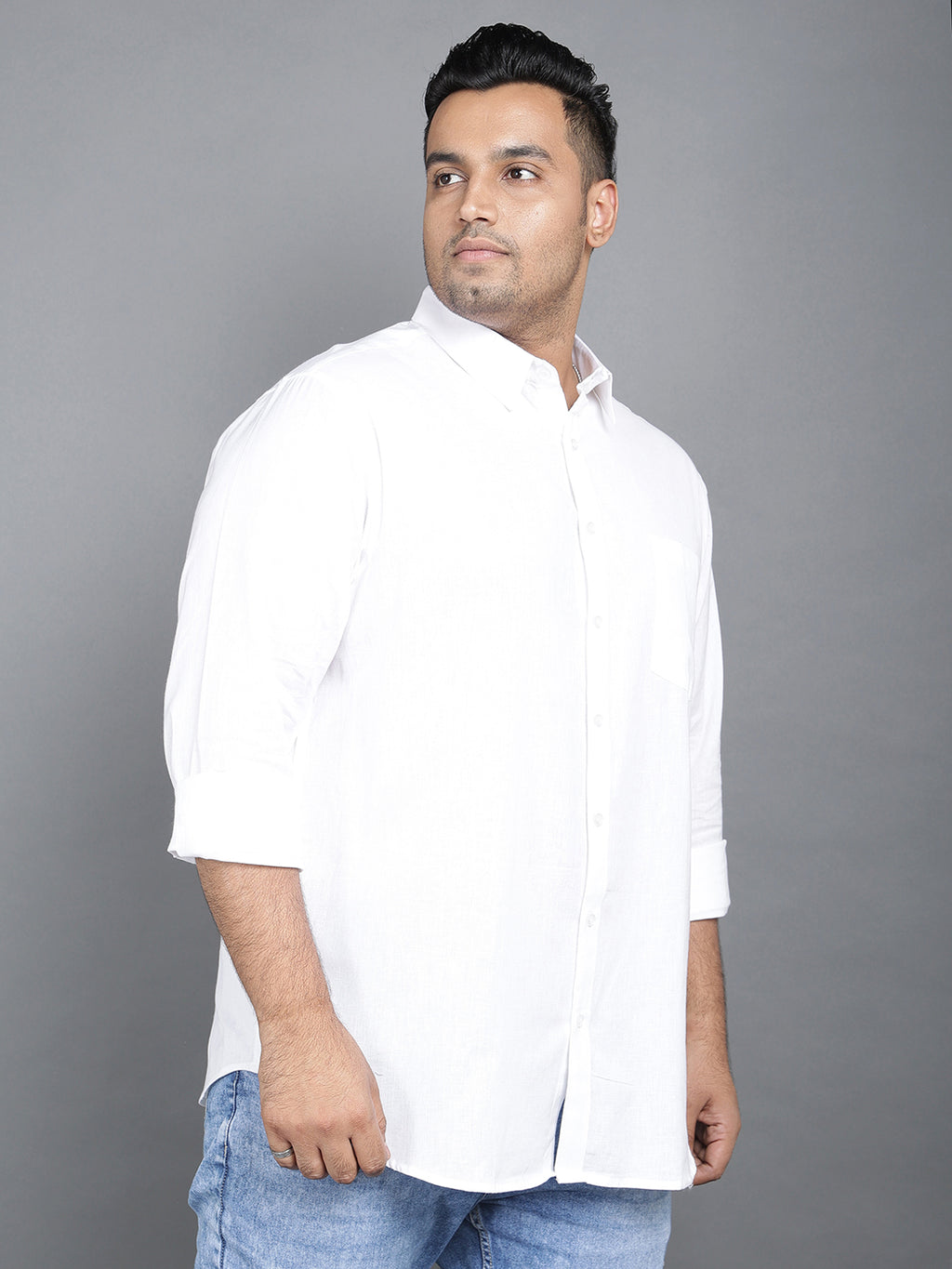 Pure White Cotton Linen Casual Full Sleeve Shirt.. Style Code- NC-2k20-White
