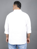 Pure White Cotton Linen Casual Full Sleeve Shirt.. Style Code- NC-2k20-White