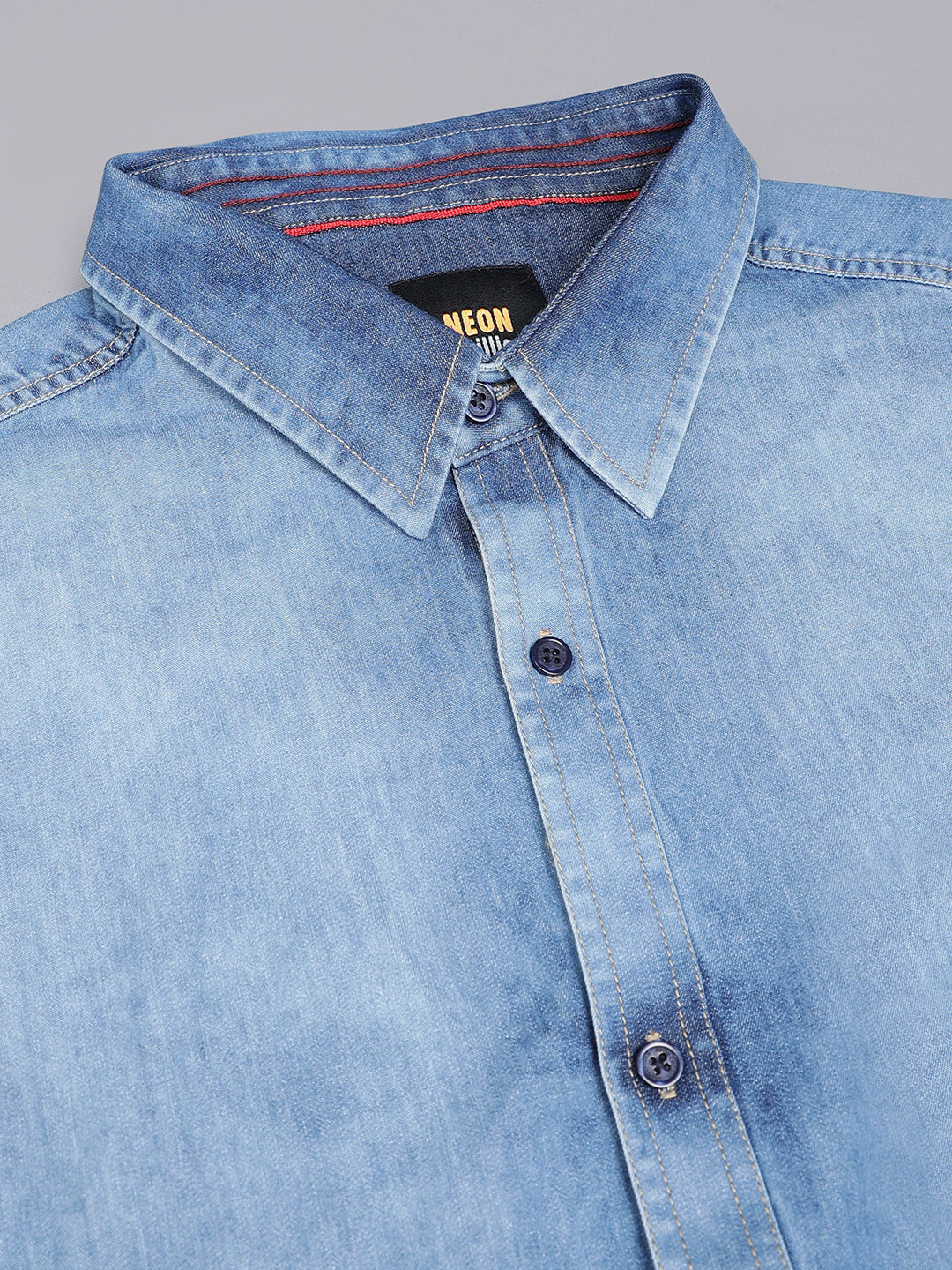 Plus Size Cotton Denim Shirt 1 Pocket Regular Fit Smart Casual Shirt - 2k21-ClousBlue