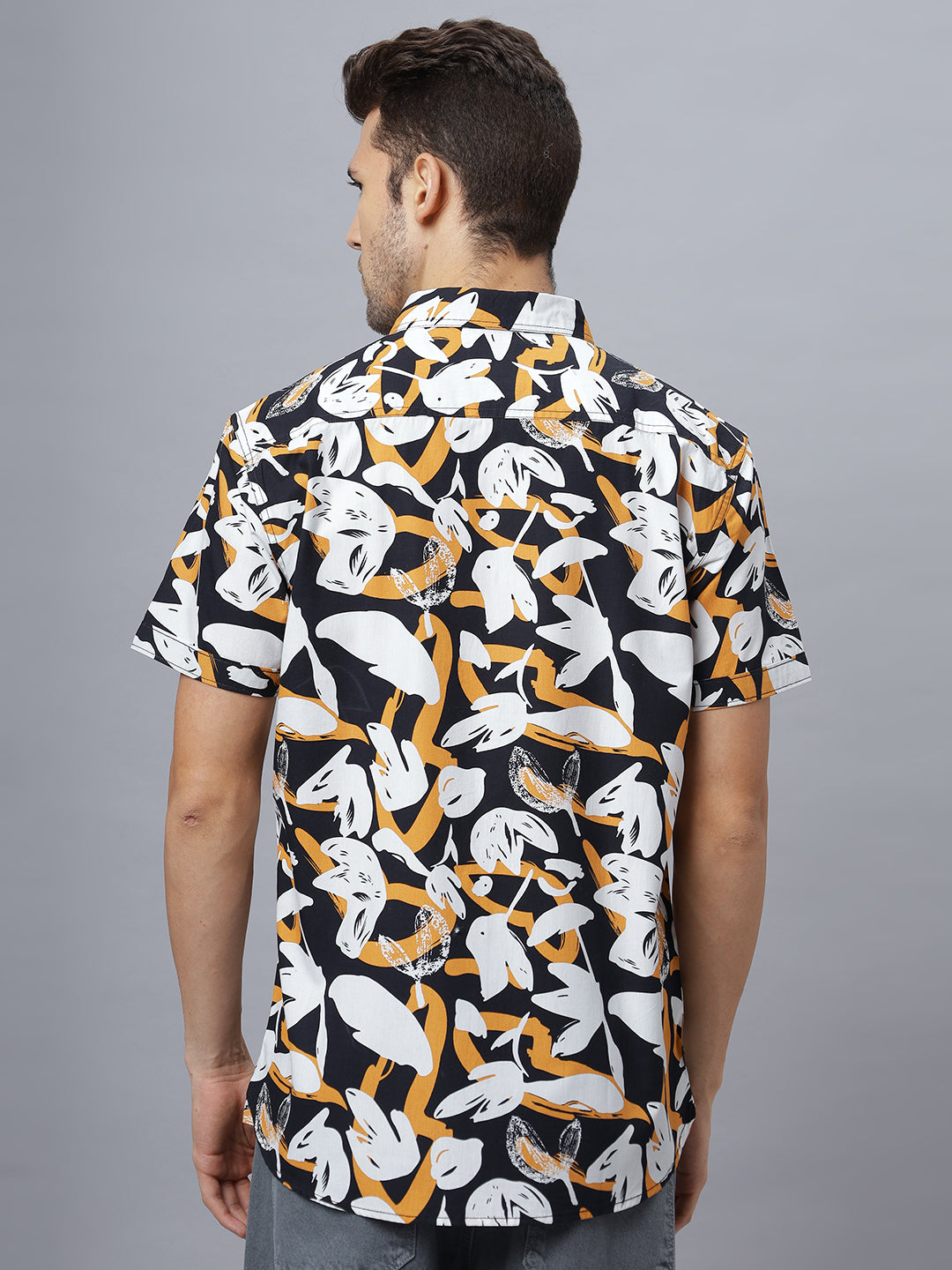 Escape | Half Sleeve Collar Printed Shirt ( NC-HS-505 )