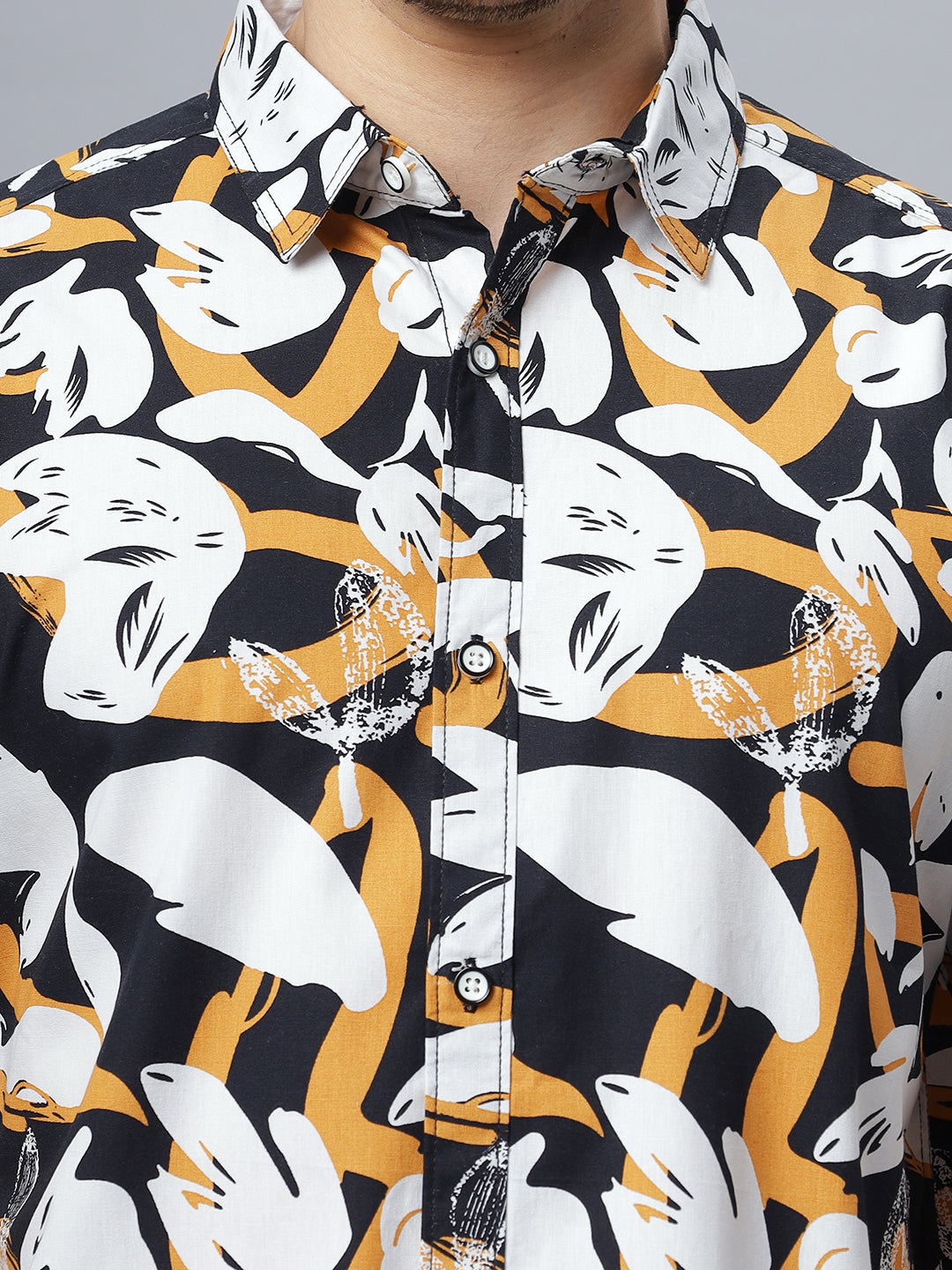 Escape | Half Sleeve Collar Printed Shirt ( NC-HS-505 )