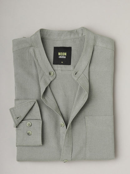 Linen Cotton Olive Full Sleeve Shirt ( NC-FS-2K04 )