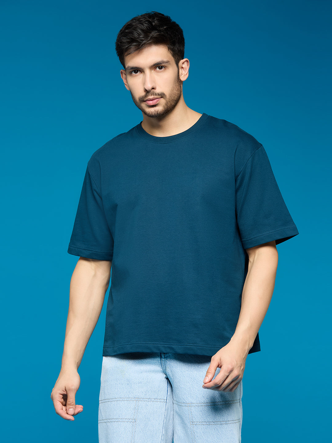 Men Airforce Oversize loose Fit Short Sleeve Cotton Looper T Shirt - Style Code- OS-101-AIRFORCE