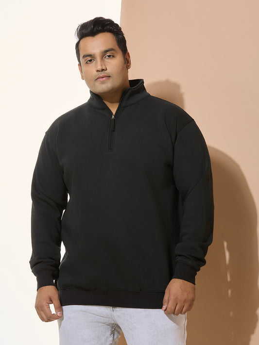 High Winter Cotton Sweatshirt of Fleece for Men - Black