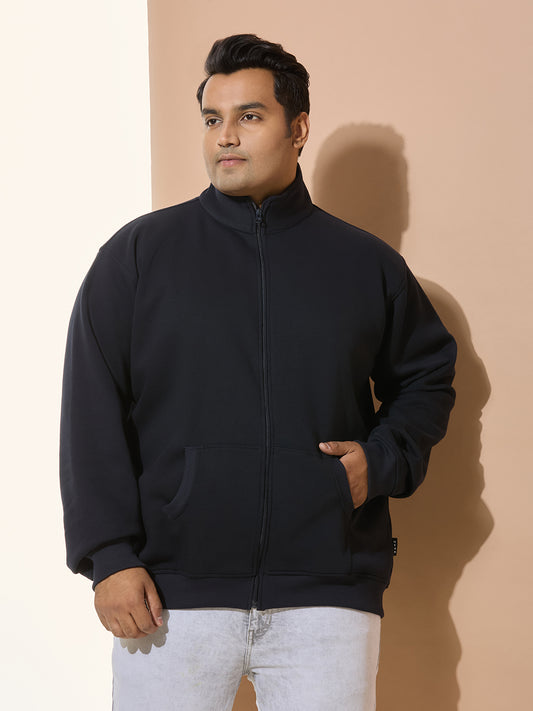 High Winter Cotton Sweatshirt of Fleece for Men - Navy