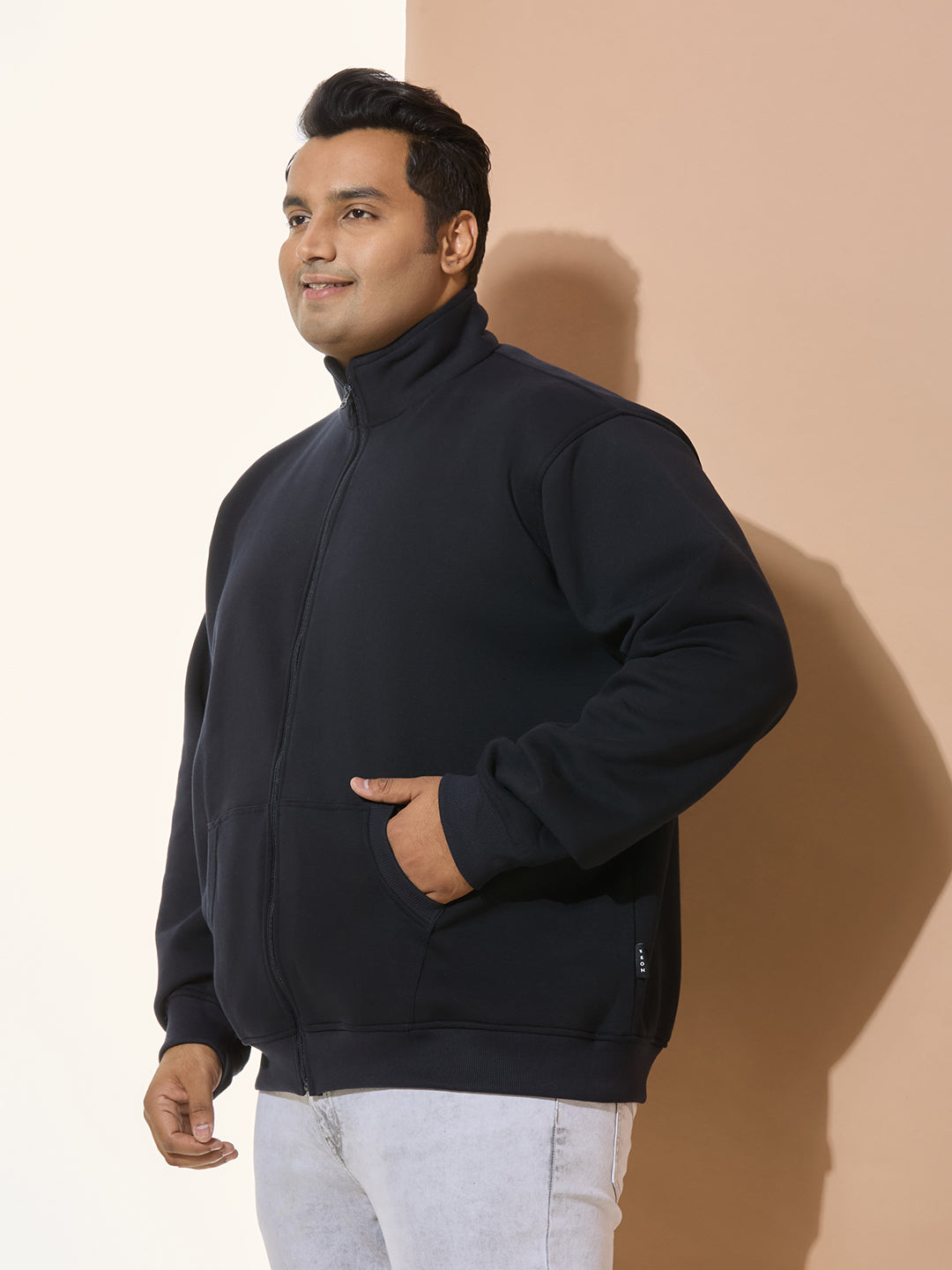 High Winter Cotton Sweatshirt of Fleece for Men - Style-710-Navy