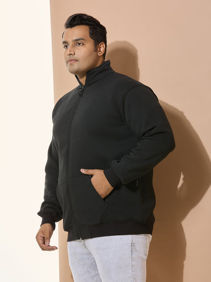 High Winter Cotton Sweatshirt of Fleece for Men - Style-710- Black