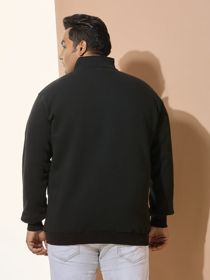 High Winter Cotton Sweatshirt of Fleece for Men - Style-710- Black