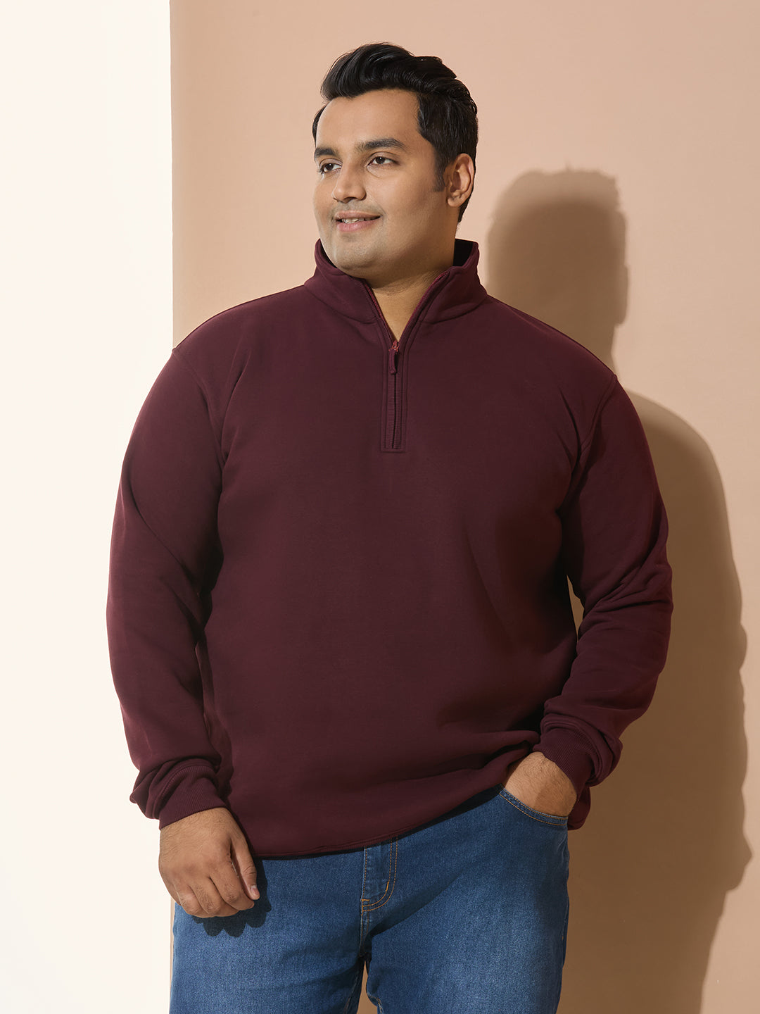High Winter Cotton Swaet shirt of Fleece for Men -Style-709-Wine